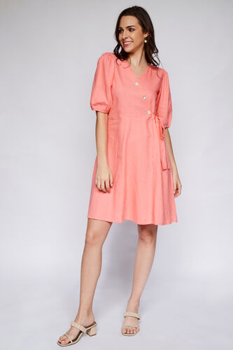 Pink Solid Straight Dress, Pink, image 2